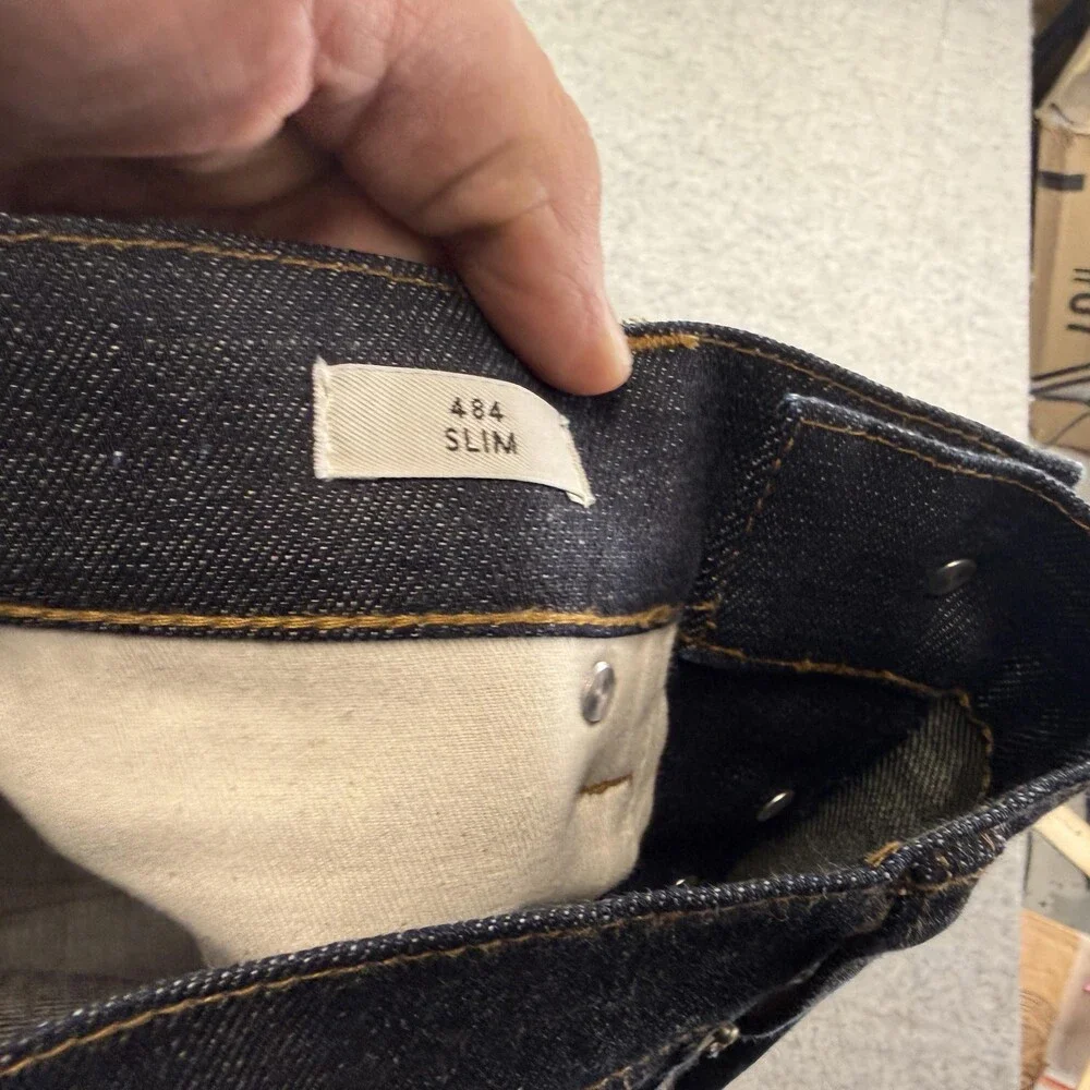 J.Crew Jeans Mens 33x32 Blue Dark Wash 484 Slim Straight Selvage Denim Pants